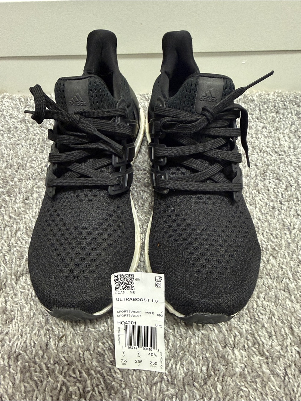 EUC Men’s Adidas Ultraboost 1.0, Size 7.5, Black/White